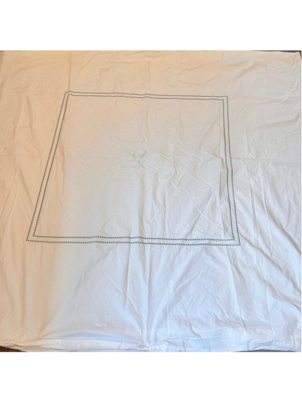 Pottery Barn White Minimalist Queen Cotton Duvet Cover Embroidered Monogramned